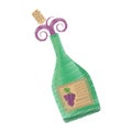 drawing green wine bottle cork harvesting grape Royalty Free Stock Photo