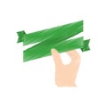 drawing hand holding green ribbon st patrick day Royalty Free Stock Photo