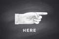 Drawing of hand sign with pointing finger in engraving style Royalty Free Stock Photo