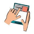 Drawing hand touch tablet web page Royalty Free Stock Photo