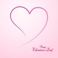Drawing of the heart Pink line in the shape of heart Text of Happy Valentine`s Day Symbol of love and marriage Template