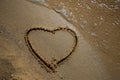 Drawing hearts in the sand