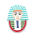 Drawing of historical mask of pharaoh tutankhamen