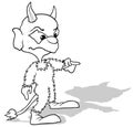 Drawing of a Horned Devil Pointing a Finger