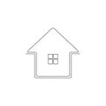 Drawing of a house featuring a triangular roof and a square window Royalty Free Stock Photo