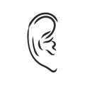Drawing human ear ear vector sketch on a white background Royalty Free Stock Photo