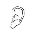 Drawing human ear ear vector sketch on a white background Royalty Free Stock Photo