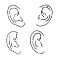 Drawing human ear. ear vector sketch on a white background Royalty Free Stock Photo