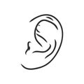 Drawing human ear ear vector sketch on a white background Royalty Free Stock Photo