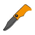 Drawing hunting knife tool equipment camping yellow les