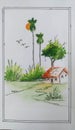 Drawing of a Hut palm tree Royalty Free Stock Photo