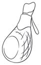 Drawing of a Iberian ham leg for coloring, Vector illustration