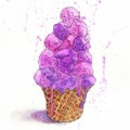 Watercolor ice cream, summer collection food illustrations isolated on white Royalty Free Stock Photo