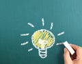 Drawing idea light bulb Royalty Free Stock Photo