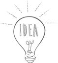 Drawing idea light bulb concept creative design.