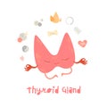 Healthy thyroid gland. Cartoon character in trendy style. Healthcare, anatomy, medicine image.