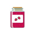 Drawing jars with strawberry jam. Vector illustration on white background Royalty Free Stock Photo