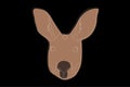 Drawing of a kangaroo. Kangaroo head full face. Simple linear drawing of a kangaroo. Wild animal