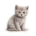 a drawing of a kitten sitting on the ground looking at the camera Royalty Free Stock Photo