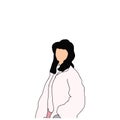 Drawing a lady in white jacket