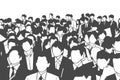 Stylized illustration of crowd of business men and women Royalty Free Stock Photo