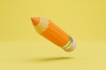 drawing lessons. orange pencil on a yellow background. 3D render Royalty Free Stock Photo