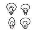 Drawing light bulb black outlined icon
