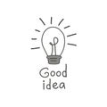 Drawing a light bulb in the style of a doodle. A symbol of a good idea. Vector Royalty Free Stock Photo
