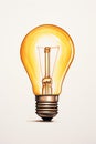 A drawing of a light bulb on a white background. Royalty Free Stock Photo