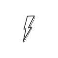 A drawing of lightning in the style of a doodle Symbol of a thunderstorm. Vector drawing by hand.