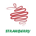 Drawing line strawberry on the white background. Vector illustration