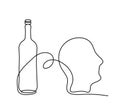 Drawing line wine bottle with head