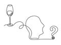 Drawing line wineglass with head, question mark