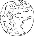 Drawing lines of rotten apple.