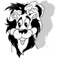 Drawing of a Lion with a Black Mane Washing with Shampoo Royalty Free Stock Photo