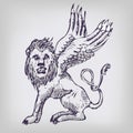 Drawing lion with wings Royalty Free Stock Photo