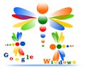 Drawing of the logo of the company Google and Windows.