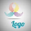 In the drawing the logo is a flower of four elements Royalty Free Stock Photo