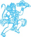 Drawing of Lord Hanuman Outline Editable Illustration. Strength and Powerful god Bhajarangi or Lord Shiva
