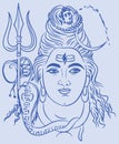 Drawing of Lord Shiva Outline Editable Vector Illustration