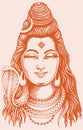 Drawing or Sketch of Lord Shiva Outline Vector Illustration. Design Element of Shiv text Mahadev, Trishul and Three Tilak