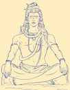 Drawing of Lord Shiva sit and doing Meditation