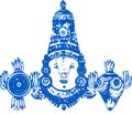 Drawing of Lord Venkateshwara or Balaji vector line art. Editable Design Element