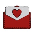 Drawing love heart envelope mail valentine letter