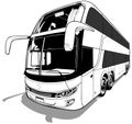 Drawing of a Luxury Long-distance Bus from the Front View