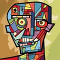 Colorful Abstract Art Portrait: A Psychotic Cubism Masterpiece