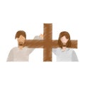 drawing man help jesus carry cross