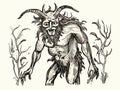 A Drawing Of A Man With Horns - mythologic satyr medieval bestiary