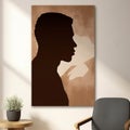 head man face silhouette avatar african poster black profile isolated guy. Generative AI.