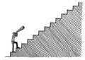 Drawing Of Man Looking Up Staircase Via Telescope